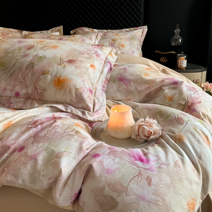 91家纺网 家纺一手货源 找家纺 涵宸家纺 2024新款全棉磨毛数码印花四件套 花季少女