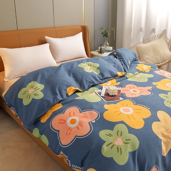 91家纺网 家纺一手货源 找家纺 晶缦家纺 2024新款典雅系-全棉活性磨毛多规格单品被套 炫彩佳人蓝