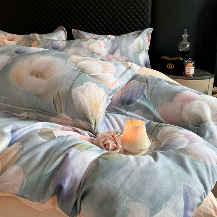 91家纺网 家纺一手货源 找家纺 涵宸家纺 2024新款全棉磨毛数码印花四件套 花海-兰