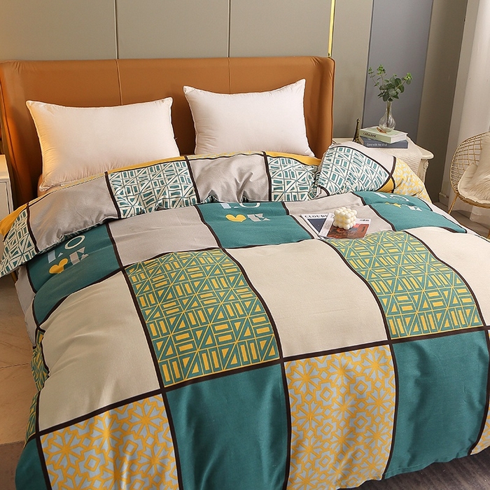 91家纺网 家纺一手货源 找家纺 晶缦家纺 2024新款典雅系-全棉活性磨毛多规格单品被套 心灵驿站蓝