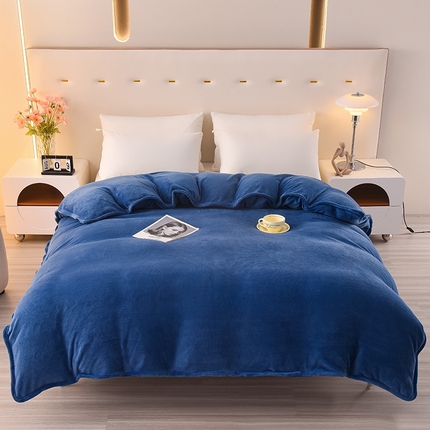 好眠好梦家纺 2024新款牛奶绒纯色单被套 宾利蓝