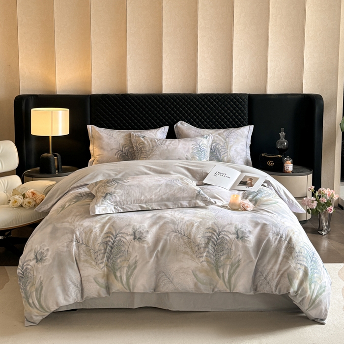 91家纺网 家纺一手货源 找家纺 涵宸家纺 2024新款全棉磨毛数码印花四件套 初语-绿