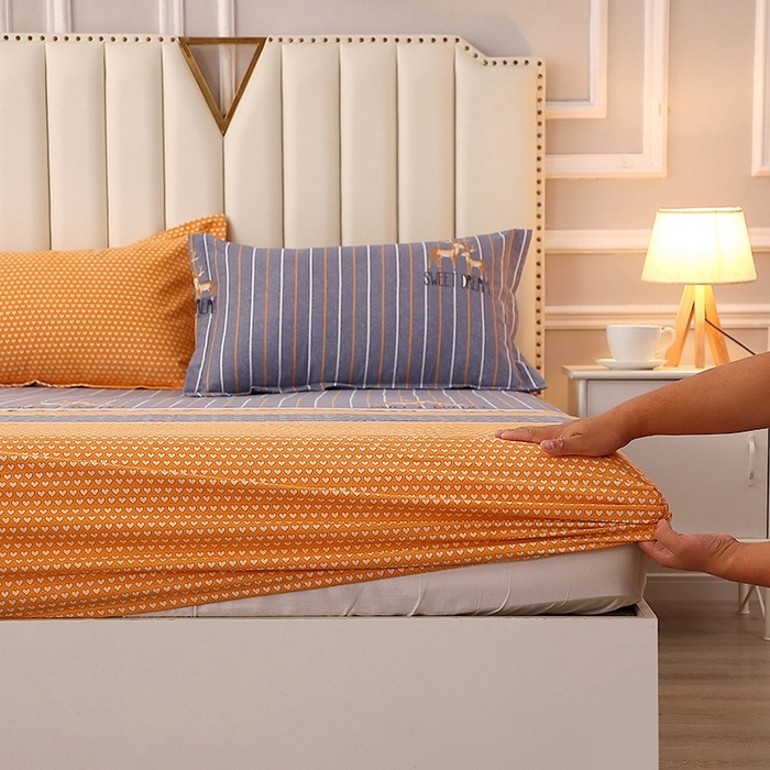 91家纺网 家纺一手货源 找家纺 晶缦家纺 2024新款典雅系-全棉活性磨毛多规格单品床笠 一鹿相伴