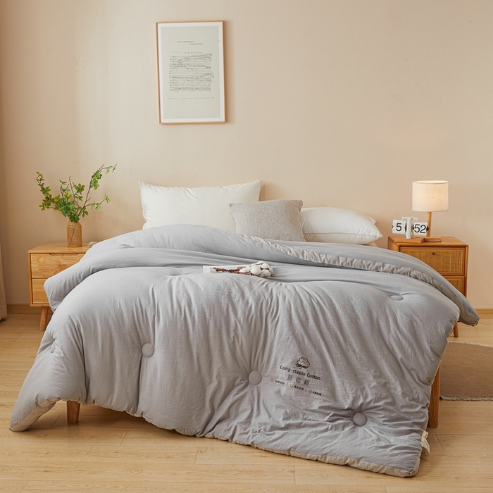 91家纺网 家纺一手货源 找家纺 创优家纺 2025新款无印风立体新疆棉花被被子冬被芯春秋被直播 新疆棉-浅灰