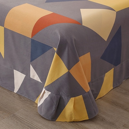 晶缦家纺 2024新款典雅系-全棉活性磨毛多规格单品床单 几何图形灰