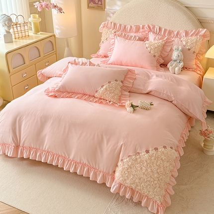 91家纺网 家纺一手货源 找家纺 （总）芭比蔓家纺 2024新款亲肤磨毛四件套-玫瑰庄园