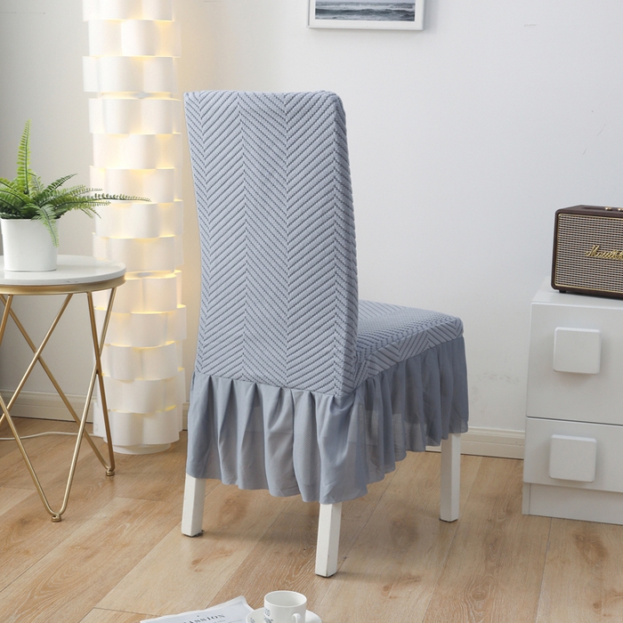 91家纺网 家纺一手货源 找家纺 千彤沙发垫 2024新款拉华绒人字纹系列裙边椅子套 裙边-人字纹-蓝灰