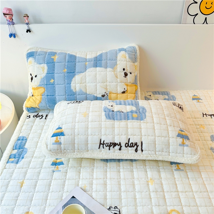 91家纺网 家纺一手货源 找家纺 喜居 2024新款印花牛奶绒床褥垫加厚宝宝绒床褥子床垫薄床垫 欢乐狗