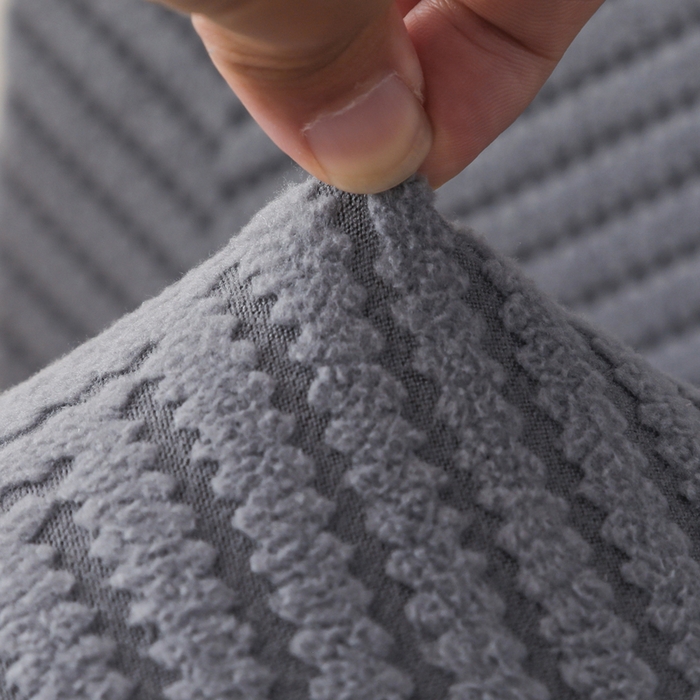 91家纺网 家纺一手货源 找家纺 千彤沙发垫 2024新款拉华绒人字纹系列裙边椅子套 裙边-人字纹-深灰