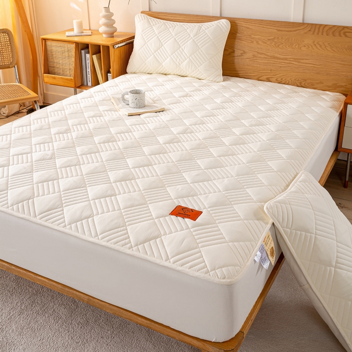 91家纺网 家纺一手货源 找家纺 有品 2024新款A类原棉大豆床笠系列 雅韵-米白