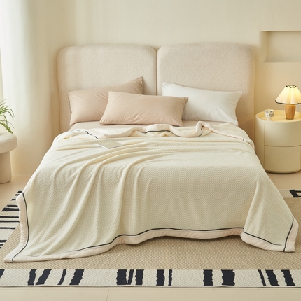 91家纺网 家纺一手货源 找家纺 （总）吾诺 2024 双面菠萝格绒毯 牛奶绒毛毯 贝贝绒毯子