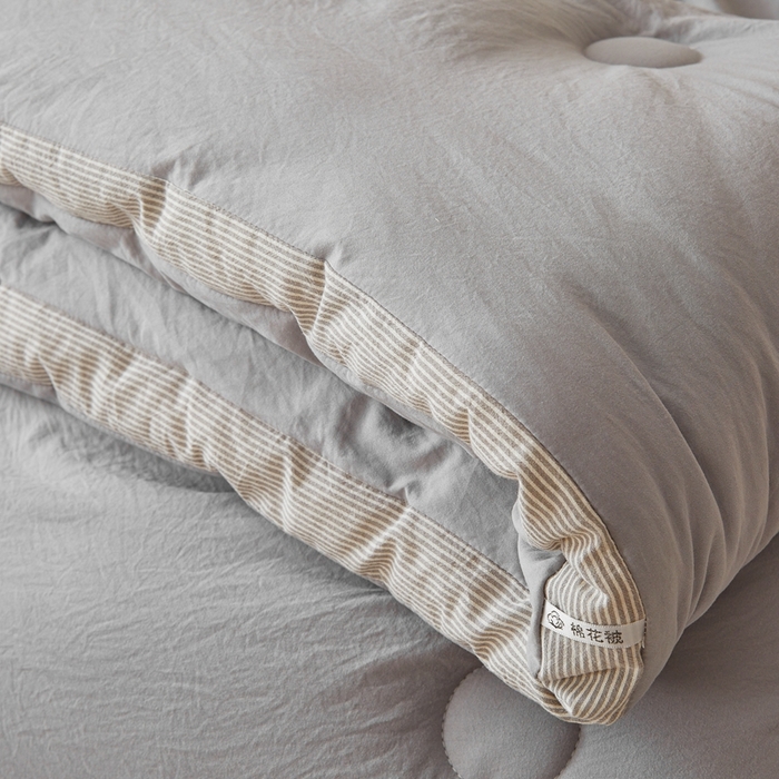 91家纺网 家纺一手货源 找家纺 创优家纺 2025新款无印风立体新疆棉花被被子冬被芯春秋被直播 新疆棉-浅灰