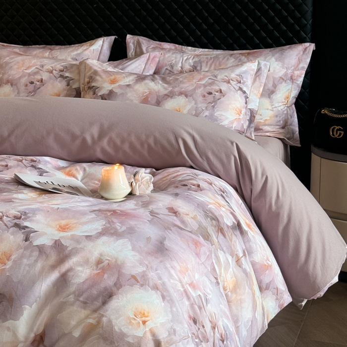 91家纺网 家纺一手货源 找家纺 涵宸家纺 2024新款全棉磨毛数码印花四件套 花期