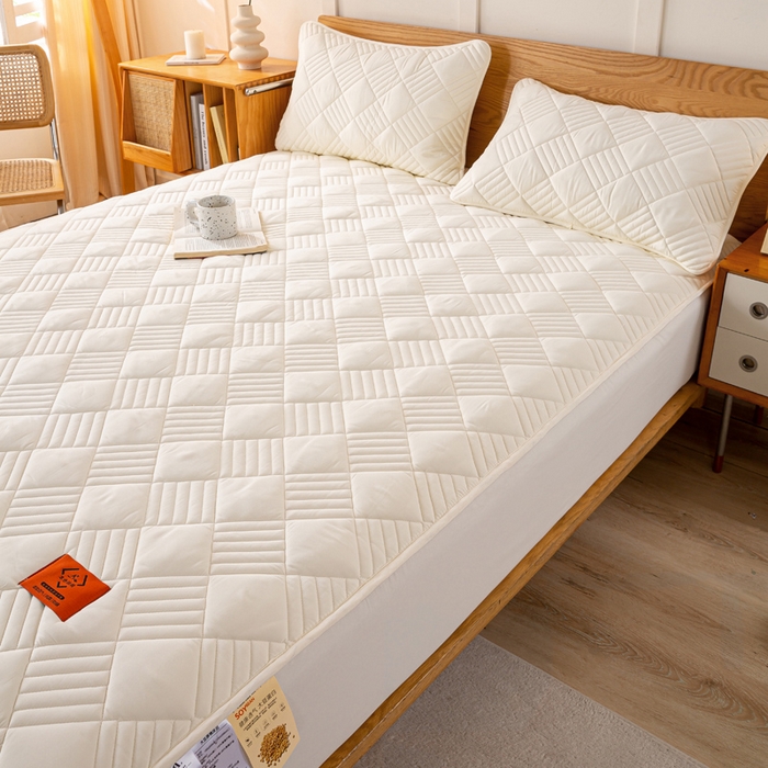 91家纺网 家纺一手货源 找家纺 有品 2024新款A类原棉大豆床笠系列 雅韵-米白