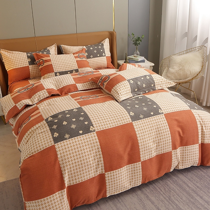 91家纺网 家纺一手货源 找家纺 晶缦家纺 2024新款典雅系-全棉活性磨毛多规格四件套 千鸟格