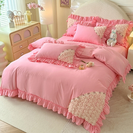 91家纺网 家纺一手货源 找家纺 （总）芭比蔓家纺 2024新款亲肤磨毛四件套-玫瑰庄园