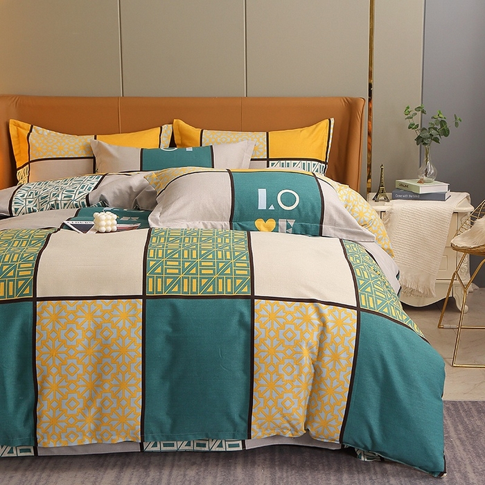 91家纺网 家纺一手货源 找家纺 晶缦家纺 2024新款典雅系-全棉活性磨毛多规格单品被套 心灵驿站蓝