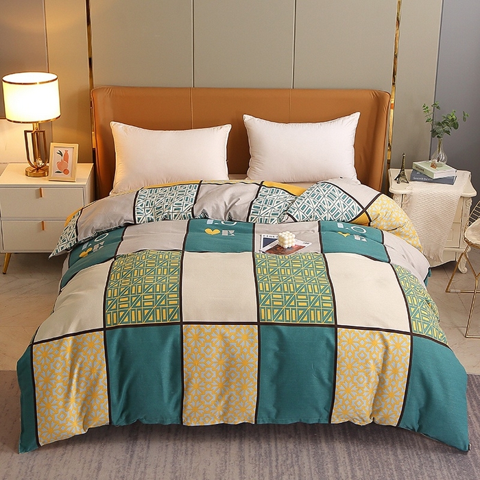 91家纺网 家纺一手货源 找家纺 晶缦家纺 2024新款典雅系-全棉活性磨毛多规格单品被套 心灵驿站蓝