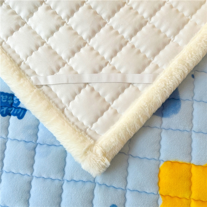 91家纺网 家纺一手货源 找家纺 喜居 2024新款印花牛奶绒床褥垫加厚宝宝绒床褥子床垫薄床垫 幸运星