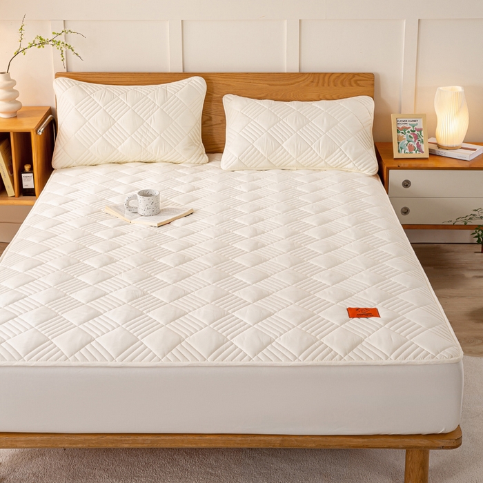 91家纺网 家纺一手货源 找家纺 有品 2024新款A类原棉大豆床笠系列 雅韵-米白