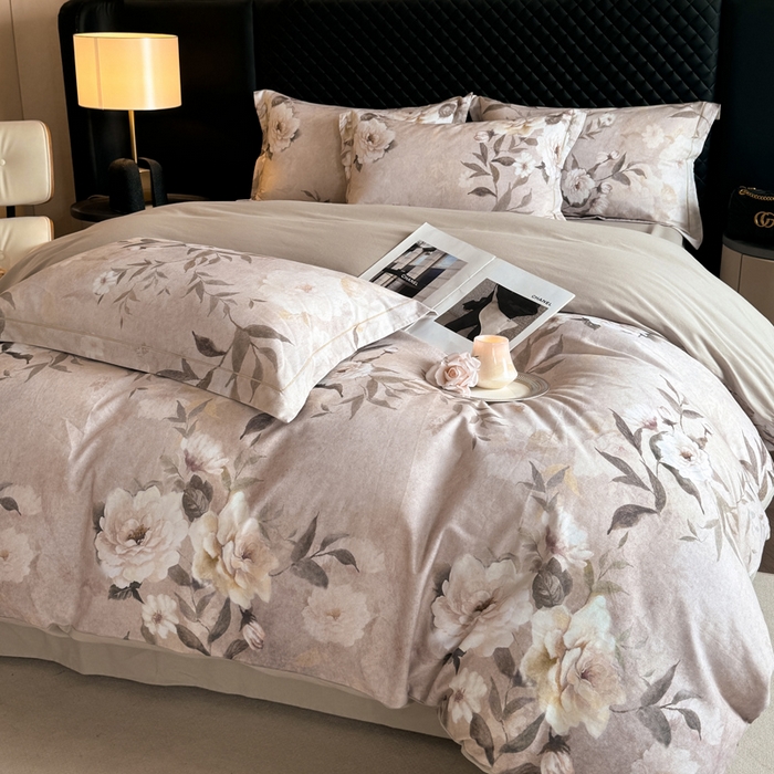 91家纺网 家纺一手货源 找家纺 涵宸家纺 2024新款全棉磨毛数码印花四件套 米莉亚-米