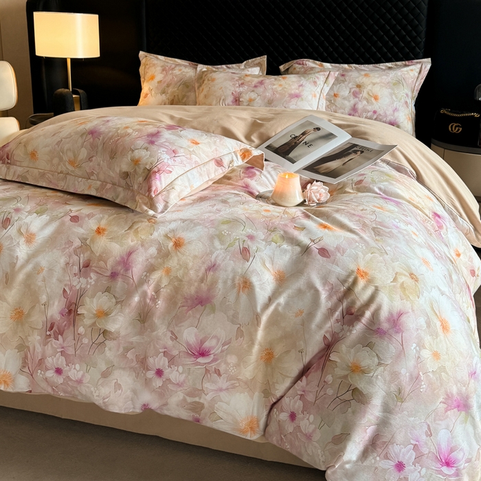 91家纺网 家纺一手货源 找家纺 涵宸家纺 2024新款全棉磨毛数码印花四件套 花季少女