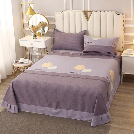 晶缦家纺 2024新款典雅系-全棉活性磨毛多规格单品床单 漫步时光灰