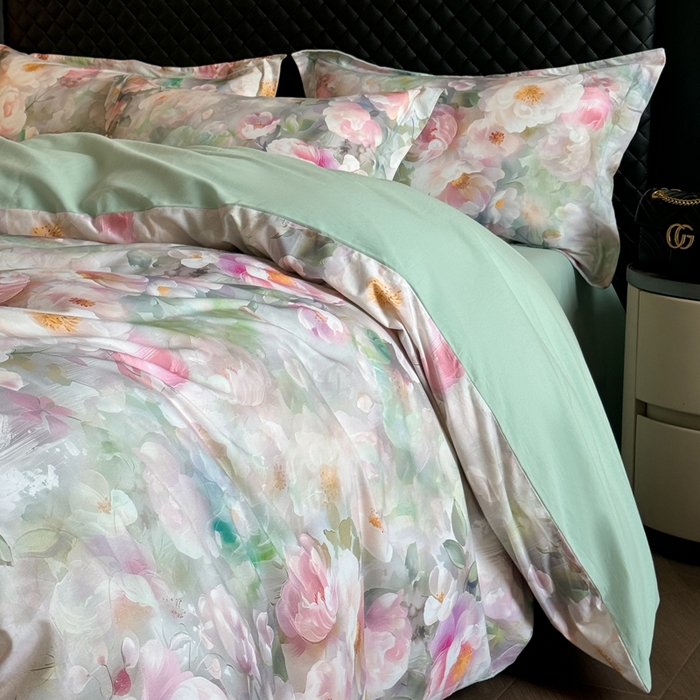 91家纺网 家纺一手货源 找家纺 涵宸家纺 2024新款全棉磨毛数码印花四件套 波漫之约