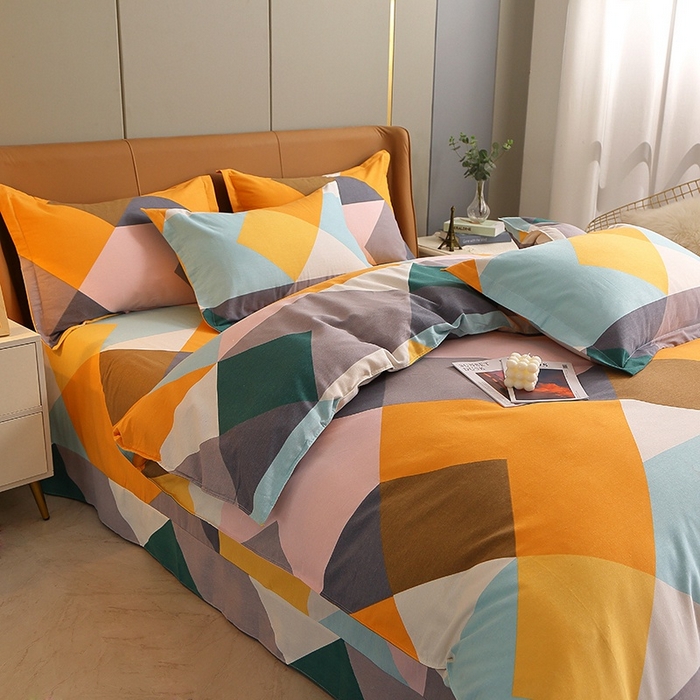 91家纺网 家纺一手货源 找家纺 晶缦家纺 2024新款典雅系-全棉活性磨毛多规格单品被套 魔幻彩格