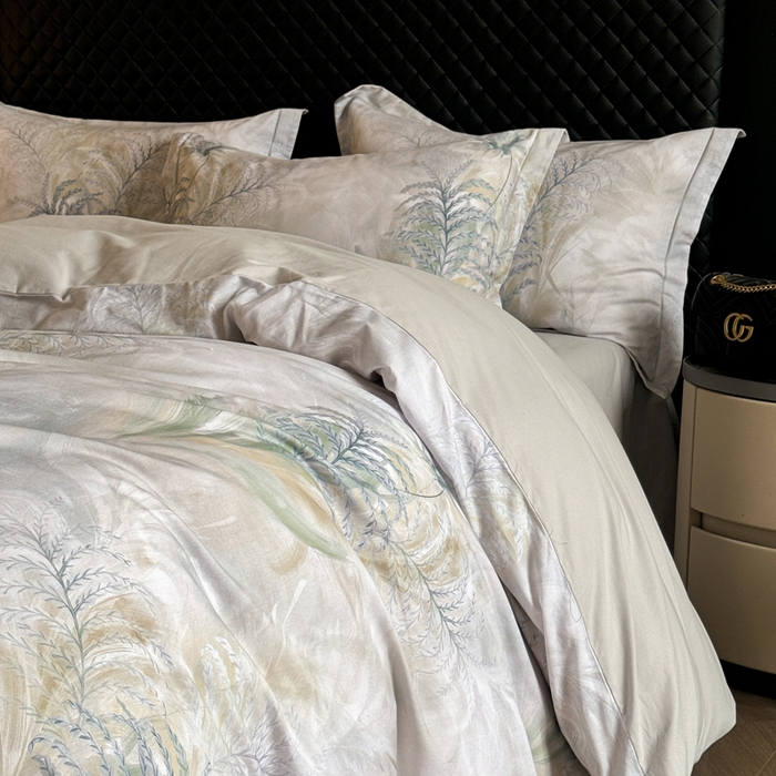 91家纺网 家纺一手货源 找家纺 涵宸家纺 2024新款全棉磨毛数码印花四件套 初语-绿