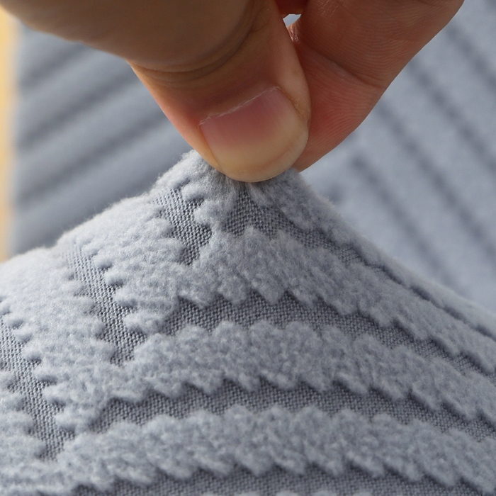 91家纺网 家纺一手货源 找家纺 千彤沙发垫 2024新款拉华绒人字纹系列裙边椅子套 裙边-人字纹-蓝灰