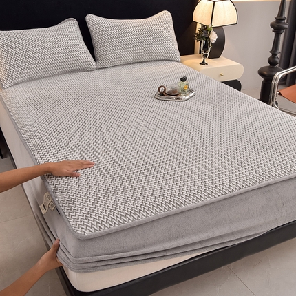 91家纺网 家纺一手货源 找家纺 （总）好眠好梦家纺 2024新款色织提花牛奶绒单床笠