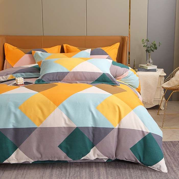 91家纺网 家纺一手货源 找家纺 晶缦家纺 2024新款典雅系-全棉活性磨毛多规格四件套 魔幻彩格