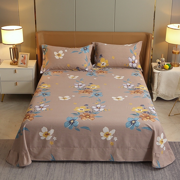 91家纺网 家纺一手货源 找家纺 晶缦家纺 2024新款典雅系-全棉活性磨毛多规格单品床单 唯美满庭