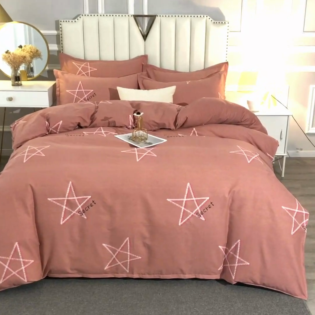 91家纺网 家纺一手货源 找家纺 晶缦家纺 2024新款典雅系-全棉活性磨毛多规格四件套 未来之星粉