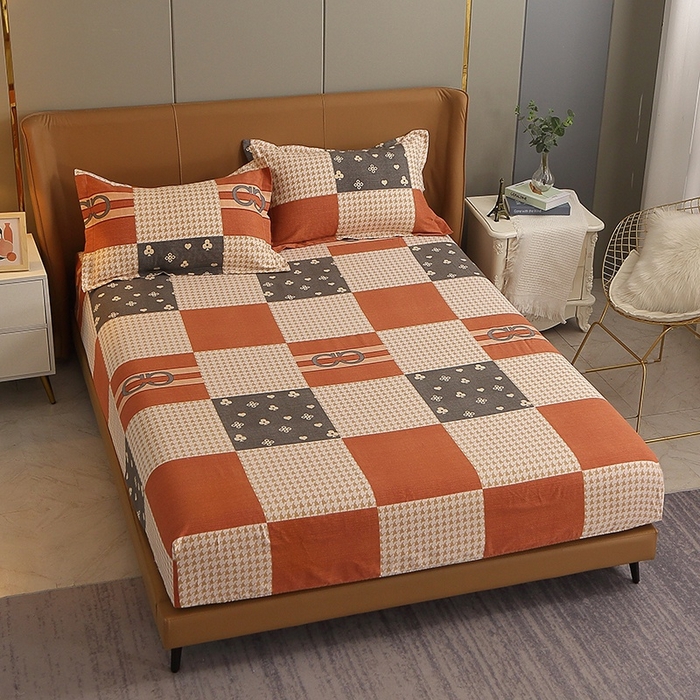 91家纺网 家纺一手货源 找家纺 晶缦家纺 2024新款典雅系-全棉活性磨毛多规格单品床笠 千鸟格