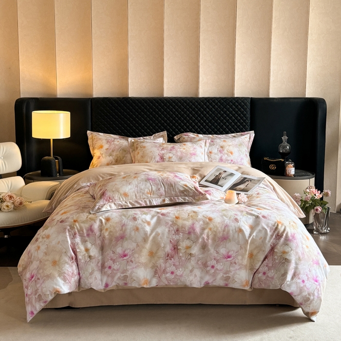 91家纺网 家纺一手货源 找家纺 涵宸家纺 2024新款全棉磨毛数码印花四件套 花季少女