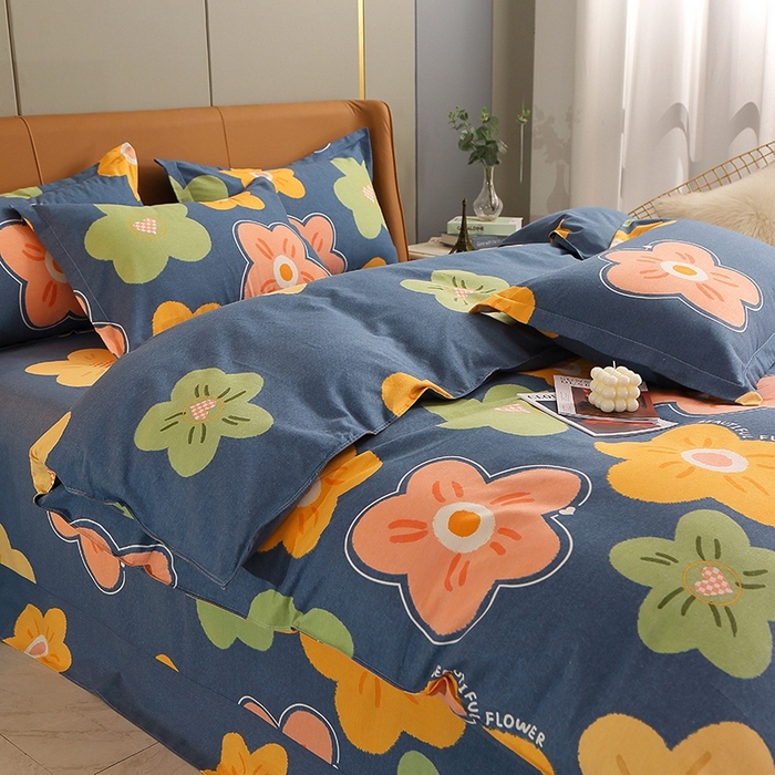 91家纺网 家纺一手货源 找家纺 晶缦家纺 2024新款典雅系-全棉活性磨毛多规格单品被套 炫彩佳人蓝