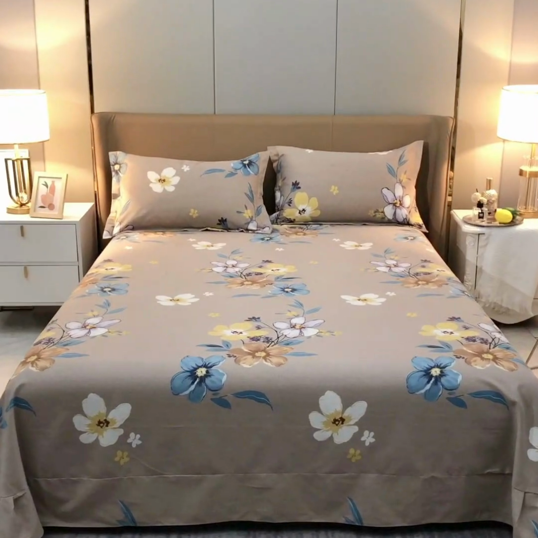 91家纺网 家纺一手货源 找家纺 晶缦家纺 2024新款典雅系-全棉活性磨毛多规格单品床单 唯美满庭