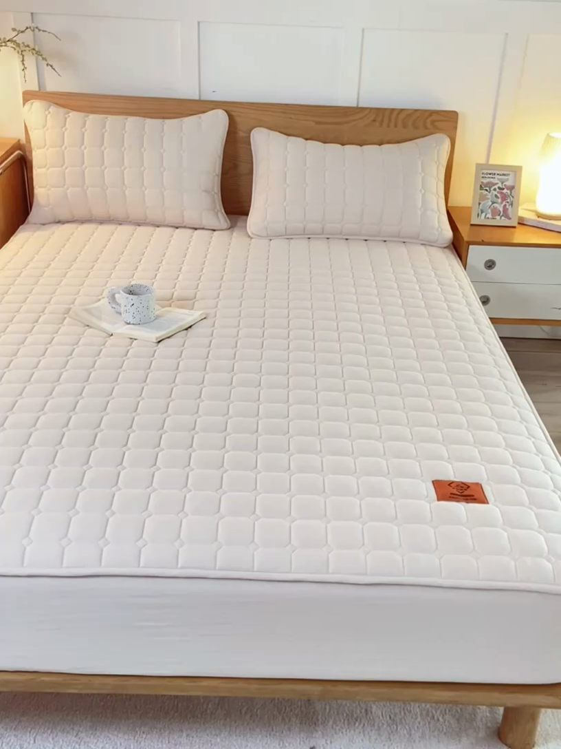 91家纺网 家纺一手货源 找家纺 有品 2024新款A类原棉大豆床笠系列 雅韵-米白