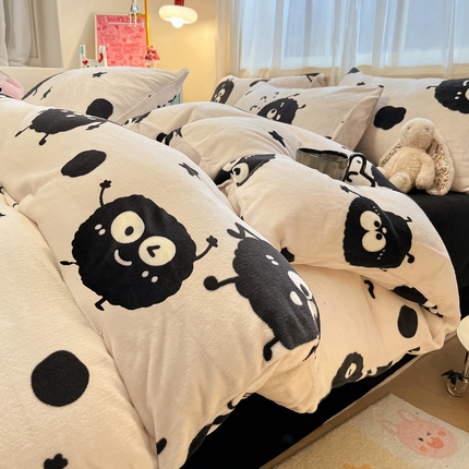 91家纺网 家纺一手货源 找家纺 （总）海岛哥哥 2025新款ins风小清新印花牛奶绒四件套