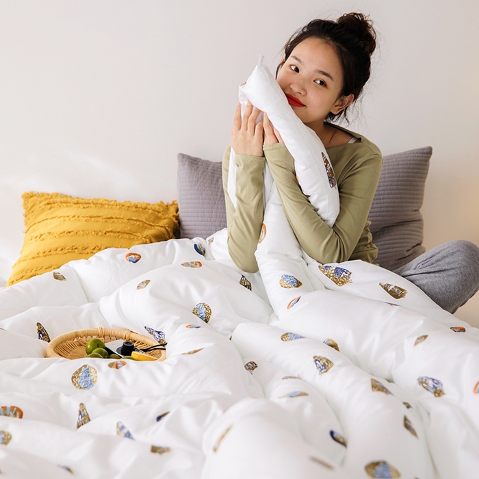 91家纺网 家纺一手货源 找家纺 莱福仕家纺 2024新款全棉13070四季被冬被被子被芯 贝壳情缘