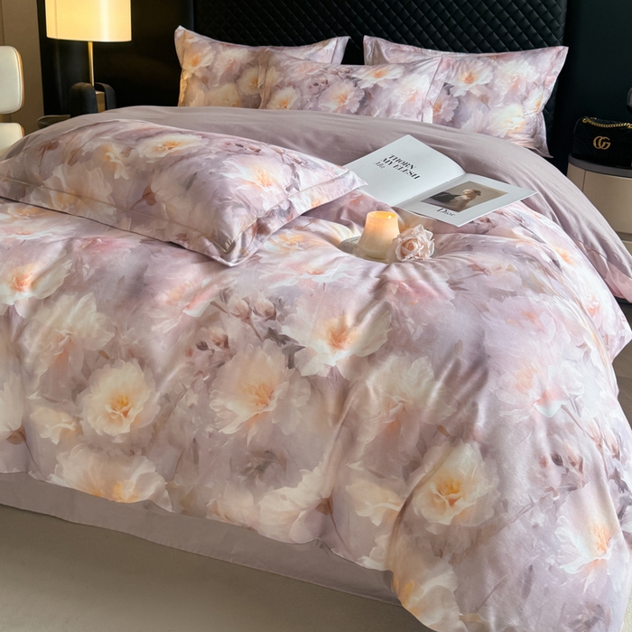 91家纺网 家纺一手货源 找家纺 涵宸家纺 2024新款全棉磨毛数码印花四件套 花期