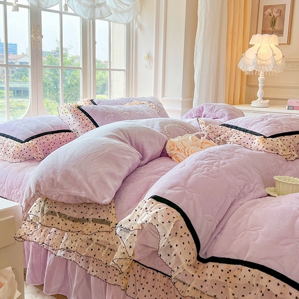 网红馆（ck家纺） 2025新款牛奶绒床盖四件套-诺蔓 诺蔓-浅紫