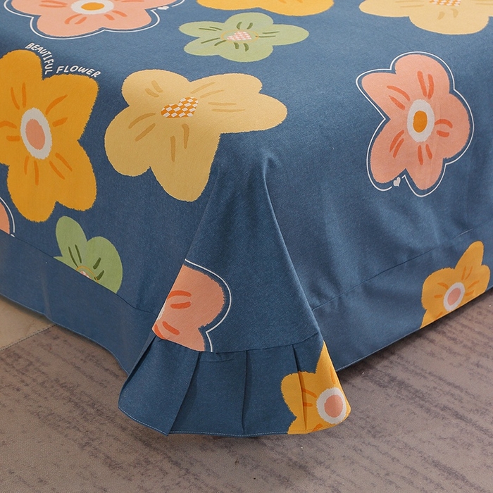 91家纺网 家纺一手货源 找家纺 晶缦家纺 2024新款典雅系-全棉活性磨毛多规格单品床单 炫彩佳人蓝