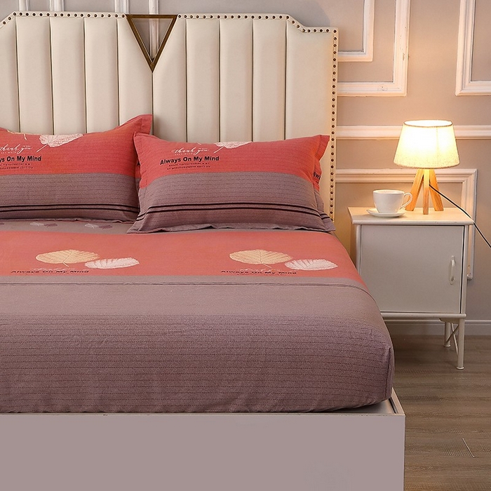 91家纺网 家纺一手货源 找家纺 晶缦家纺 2024新款典雅系-全棉活性磨毛多规格单品床笠 漫步时光豆沙