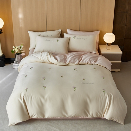 91家纺网 家纺一手货源 找家纺 初拾 2024新款100s澳棉磨毛四件套 —郁金香 郁金香-桃夭