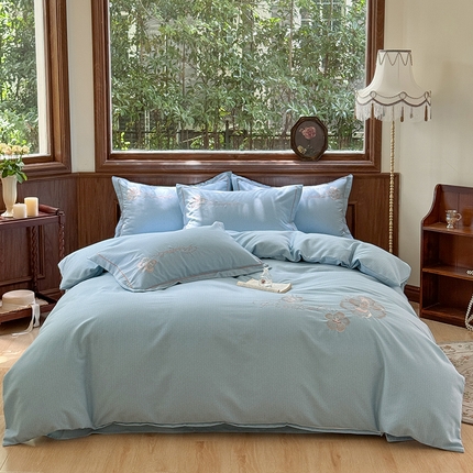 91家纺网 家纺一手货源 找家纺 巧玲珑 2025新款生态绣花四件套 倾世花颜--兰