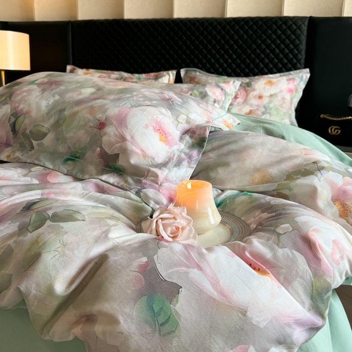 91家纺网 家纺一手货源 找家纺 涵宸家纺 2024新款全棉磨毛数码印花四件套 波漫之约