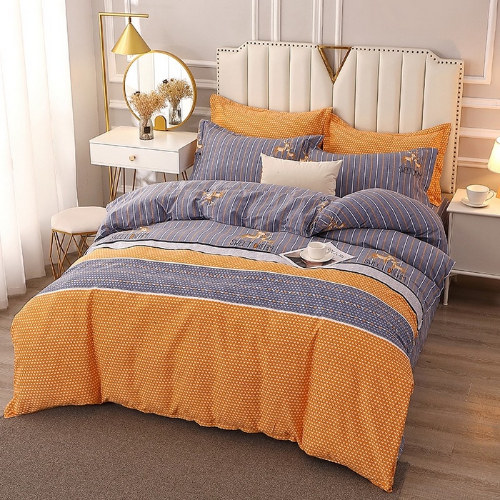 91家纺网 家纺一手货源 找家纺 晶缦家纺 2024新款典雅系-全棉活性磨毛多规格四件套 一鹿相伴